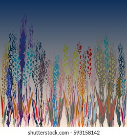 Field harvest of spikelets on the gradient background.