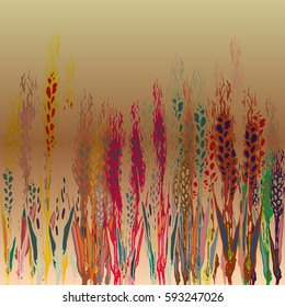 Field harvest of spikelets on the gradient background.