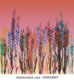 Field harvest of spikelets on the gradient background.