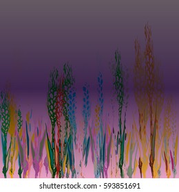 Field harvest of spikelets on the gradient background.