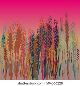 Field harvest of spikelets on the gradient background.