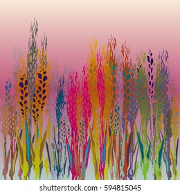 Field harvest of spikelets on the gradient background.