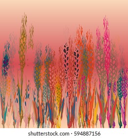 Field harvest of spikelets on the gradient background.