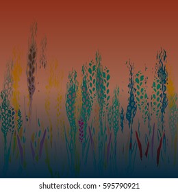 Field harvest of spikelets on the gradient background.