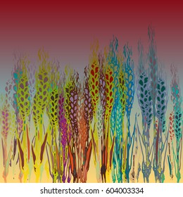 Field harvest of spikelets on the gradient background.