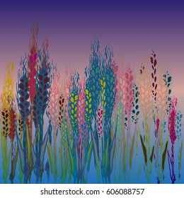 Field harvest of spikelets on the gradient background.