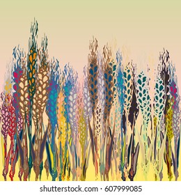 Field harvest of spikelets on the gradient background.