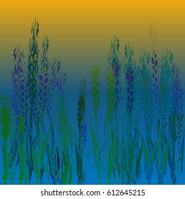Field harvest of spikelets on the gradient background.