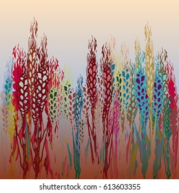 Field harvest of spikelets on the gradient background.