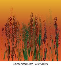 Field harvest of spikelets on the gradient background.
