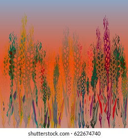 Field harvest of spikelets on the gradient background.