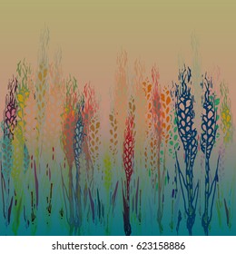 Field harvest of spikelets on the gradient background.
