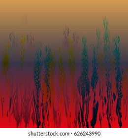 Field harvest of spikelets on the gradient background.