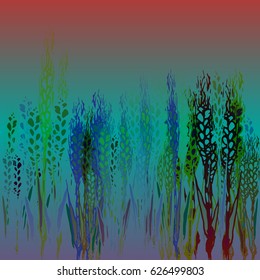 Field harvest of spikelets on the gradient background.