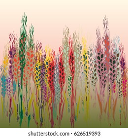 Field harvest of spikelets on the gradient background.