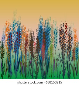 Field harvest of spikelets on the gradient background.