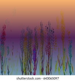 Field harvest of spikelets on the gradient background.