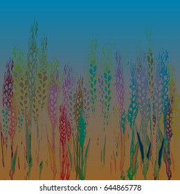 Field harvest of spikelets on the gradient background.