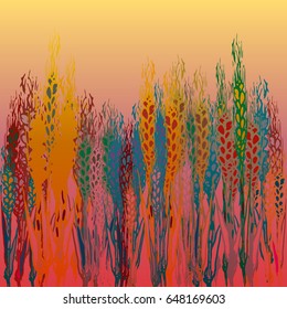 Field harvest of spikelets on the gradient background.