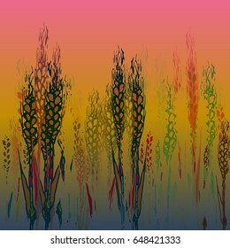 Field harvest of spikelets on the gradient background.