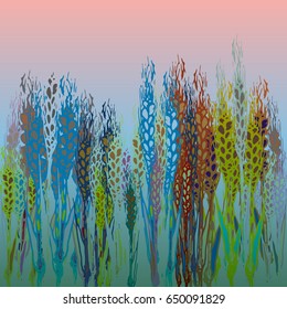 Field harvest of spikelets on the gradient background.