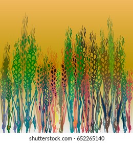 Field harvest of spikelets on the gradient background.