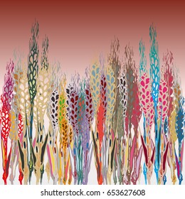 Field harvest of spikelets on the gradient background.