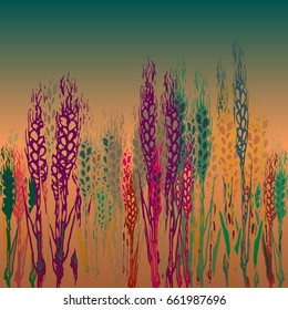Field harvest of spikelets on the gradient background.