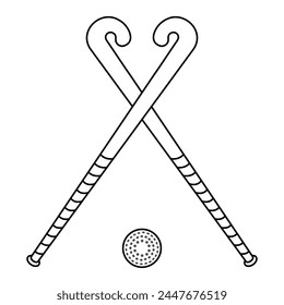 Field hockey crossed sticks with ball line icon