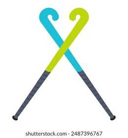 Field hockey crossed sticks flat icon isolated on transparent background