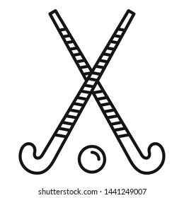 Field hockey crossed sticks icon. Outline field hockey crossed sticks vector icon for web design isolated on white background