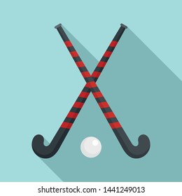 Field hockey crossed sticks icon. Flat illustration of field hockey crossed sticks vector icon for web design