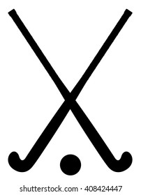 field hockey equipment black outline silhouette vector illustration isolated on white background