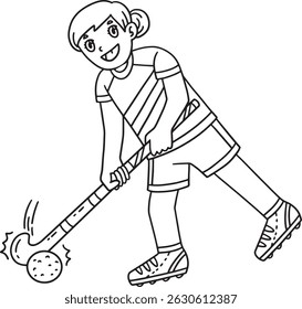 Field Hockey Female Player Directing Ball Isolated