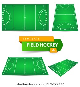 Field hockey - four items template. Vector eps 10