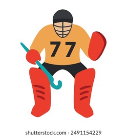 Field hockey goalie icon clipart avatar logtotype isolated vector illustration