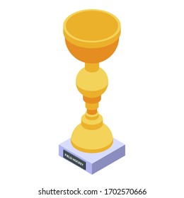 Field hockey gold cup icon. Isometric of field hockey gold cup vector icon for web design isolated on white background