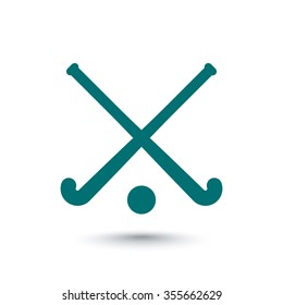 Field Hockey icon, crossed field hockey sticks and ball, vector illustration