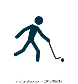 field hockey icon in flat style isolated vector illustration on white transparent background. Field hockey player.