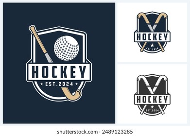 Field hockey logo sport design template, field hockey emblem vector, hockey tournament badge logo design vector illustration