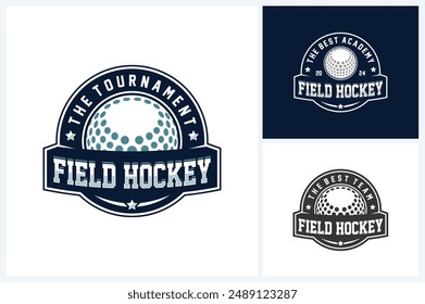 Field hockey logo sport design template, field hockey emblem vector, hockey tournament badge logo design vector illustration