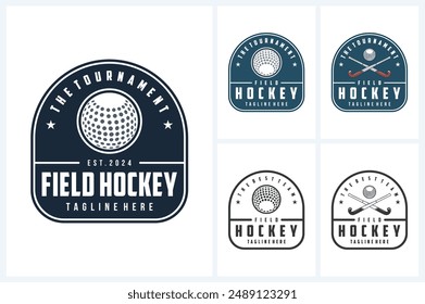 Field hockey logo sport design template, field hockey emblem vector, hockey tournament badge logo design vector illustration