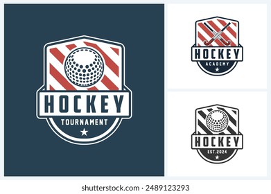 Field hockey logo sport design template, field hockey emblem vector, hockey tournament badge logo design vector illustration