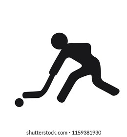Field hockey logo symbol player with hockey stick on the white background athletics