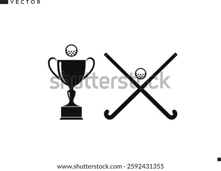 Field hockey logo vector illustration. Team sport sign  