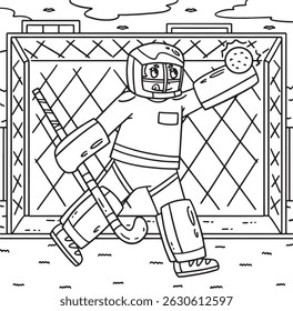 Field Hockey Male Goalie Blocking Ball Coloring