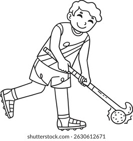 Field Hockey Male Player Directing Ball Isolated 