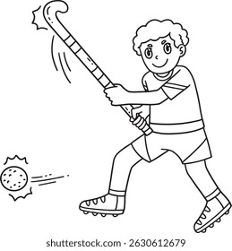 Field Hockey Male Player Hitting the Ball Isolated