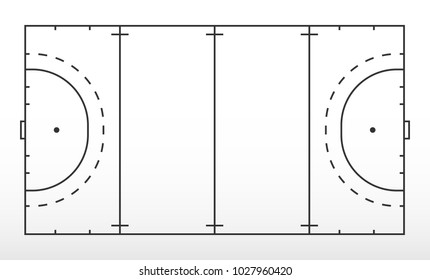 Field hockey markup. Outline of lines on field hockey. Vector illustration.
