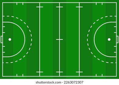Field hockey markup. Outline of lines on field hockey. Green field hockey. Vector illustration